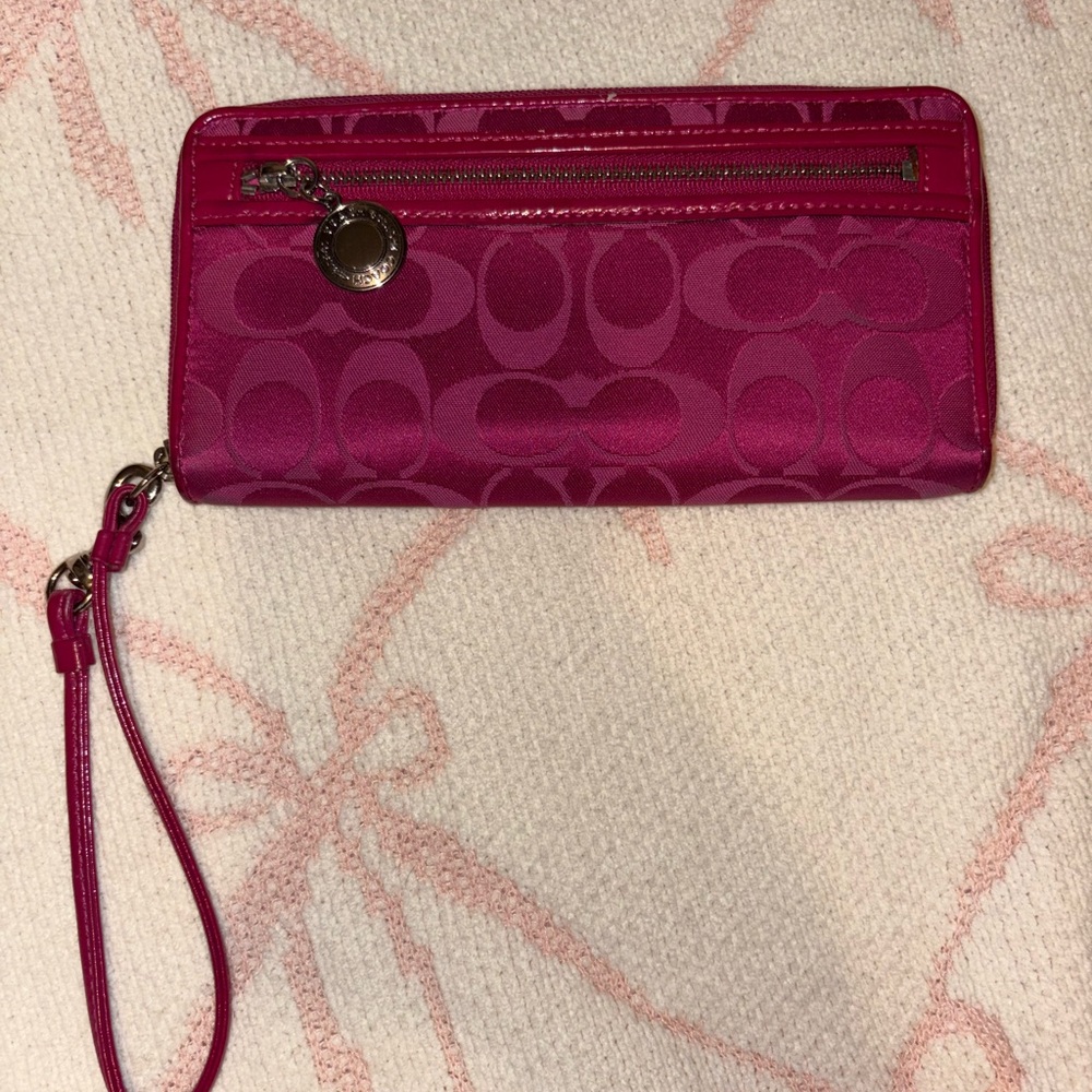 Coach Fuchsia Wristlet with Zip Pocket